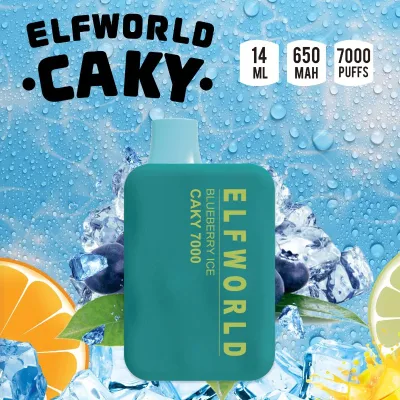 Original Elfworld Caky 7000 bouffées 14 ml prérempli 650 mAh batterie rechargeable E Cigarette stylo vente en gros Vape jetable